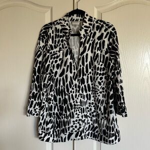 Zenergy by Chico’s silver metallic  cheetah print cotton modal spandex jacket XL